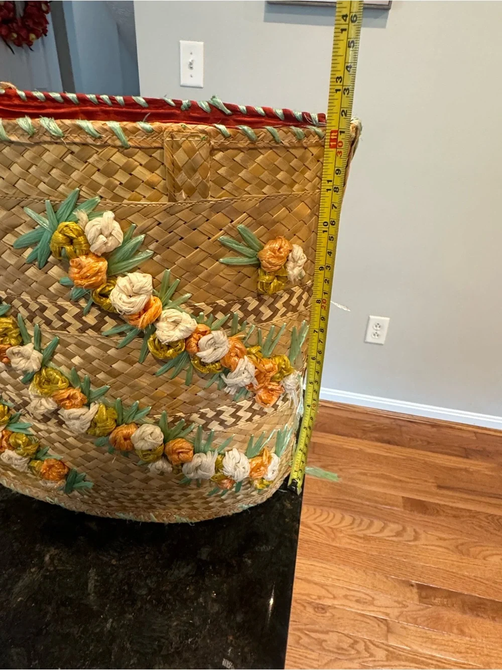 Purse Woven Straw Raffia Beach Bag Basket Tote MCM Colorful Floral Boho Vintage